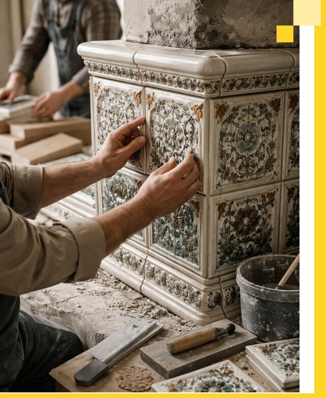 Изразцовые камины под ключ в Находке: проект и монтаж