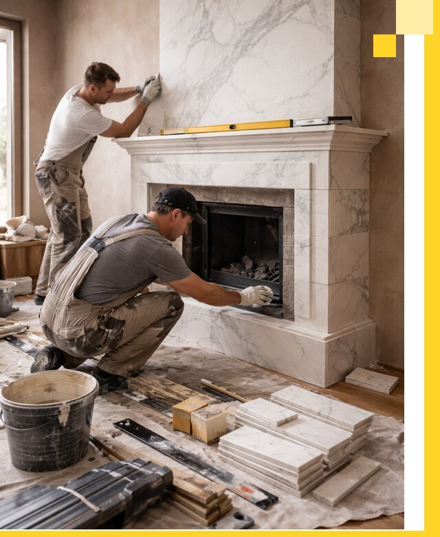 Отделка каминов в Находке качественные облицовочные работы