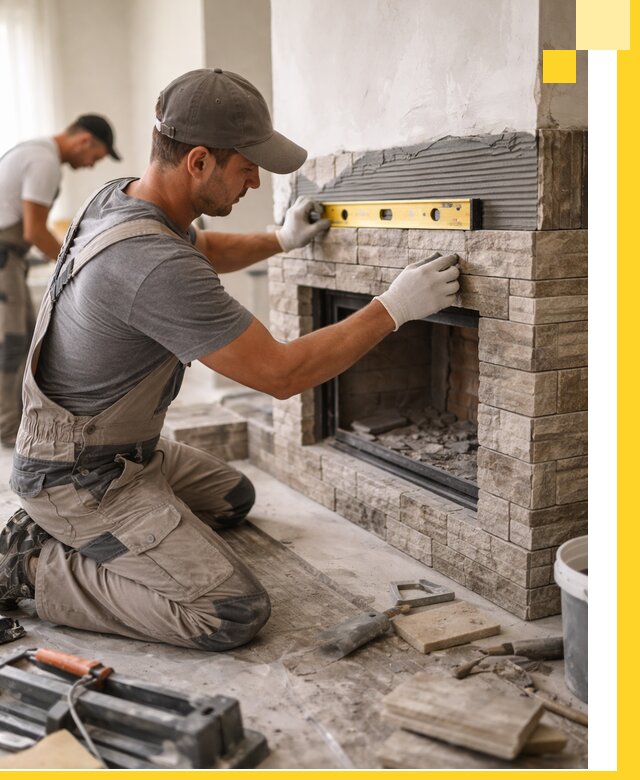 Облицовка каминов в Находке, монтаж и отделка натуральным камнем