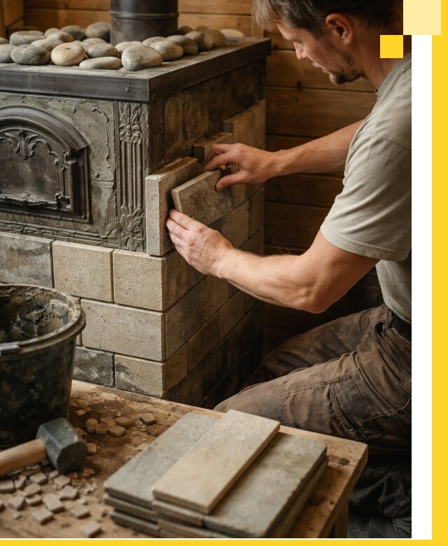 Облицовка банных печей в Находке профессиональная отделка