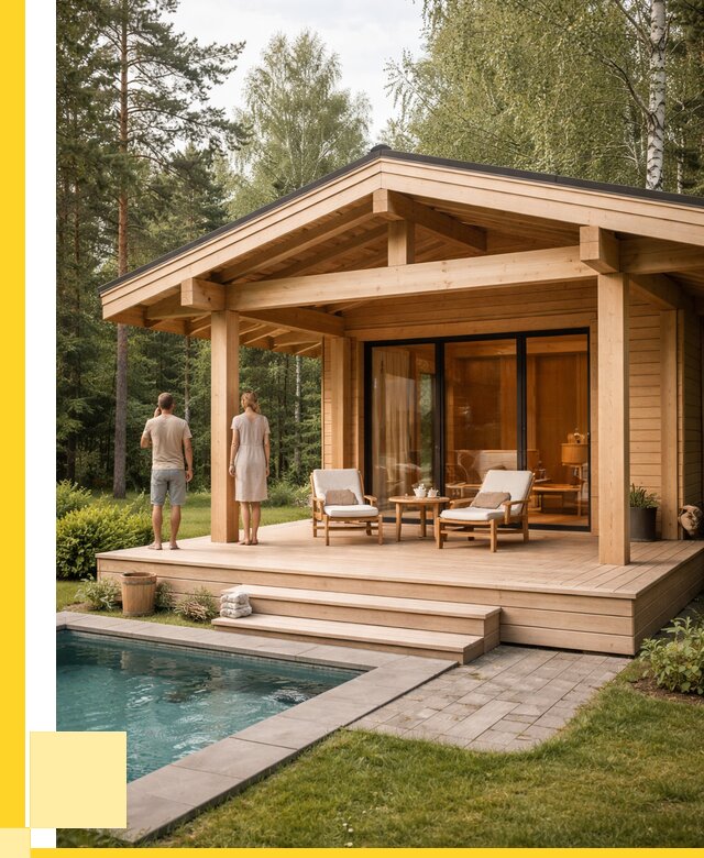 Бани с террасой под ключ в Находке от 618900 р. | ЭриданНхд