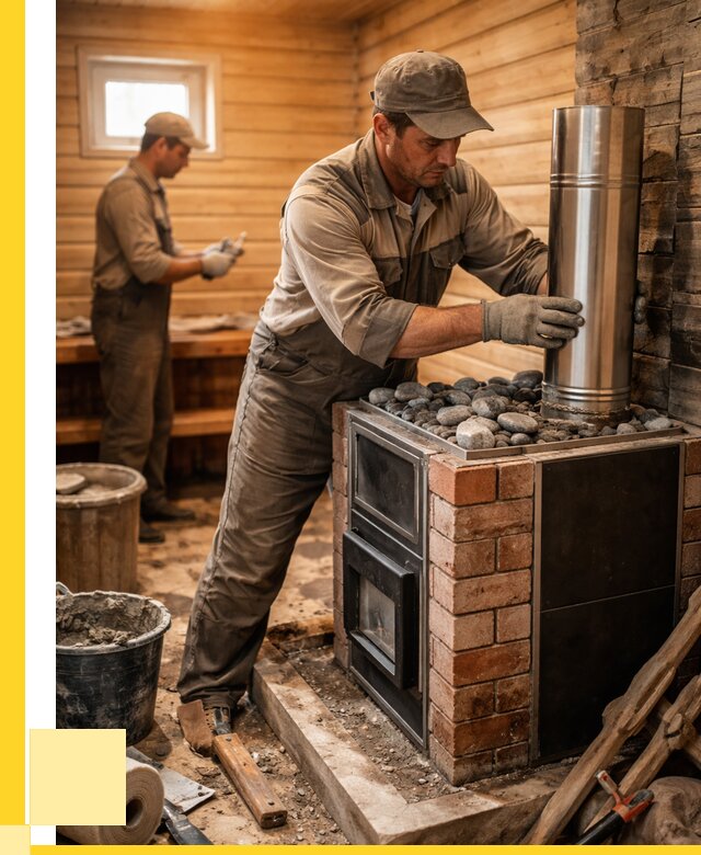 Монтаж печи в бане под ключ в Находке от 20630 р. | ЭриданНхд