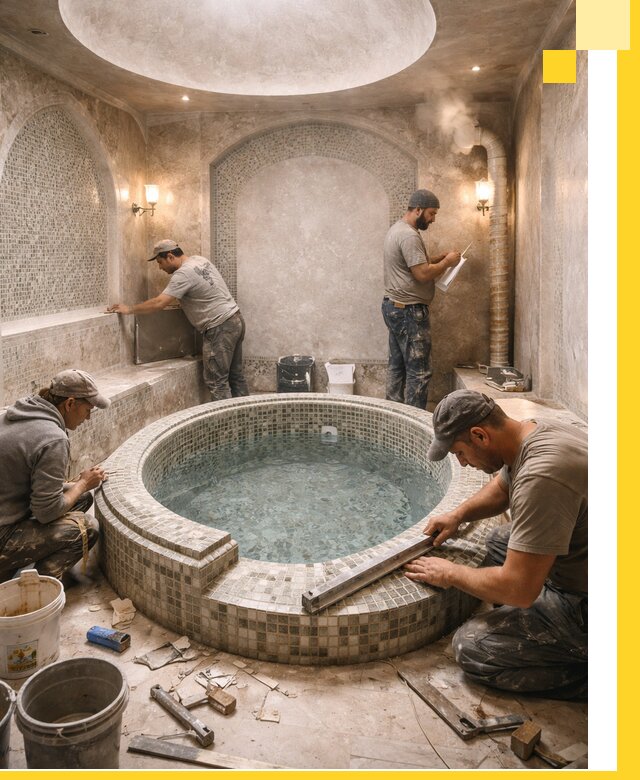 Профессиональное строительство хамама с бассейном в Находке под ключ