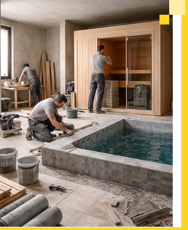 SPA зоны под ключ с бассейном сауной и печью в Находке